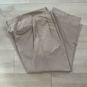 Holland & Sherry Bespoke Pleated Pants Dress Trousers Tan Size 38" JL
